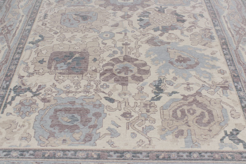 8x10 Ivory and Blue Turkish Traditional Rug