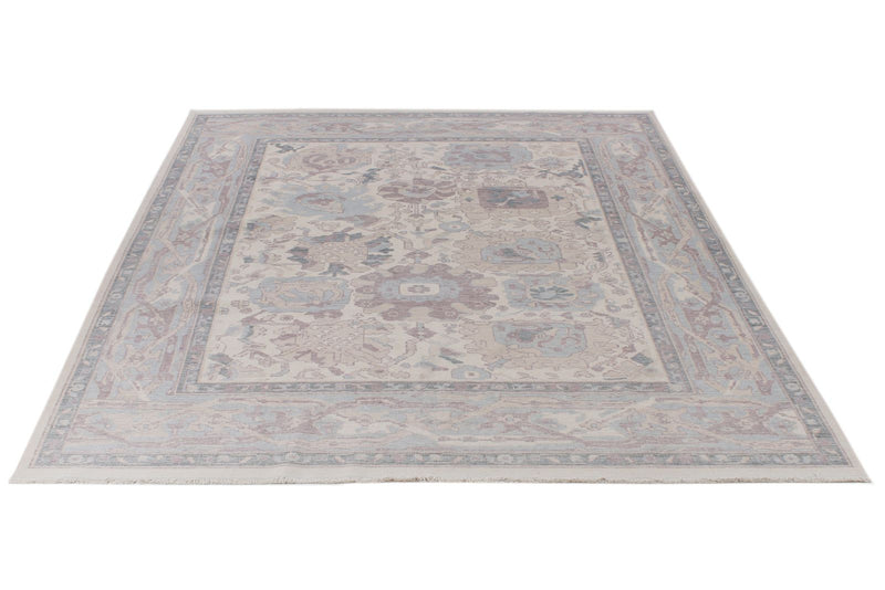 8x10 Ivory and Blue Turkish Traditional Rug