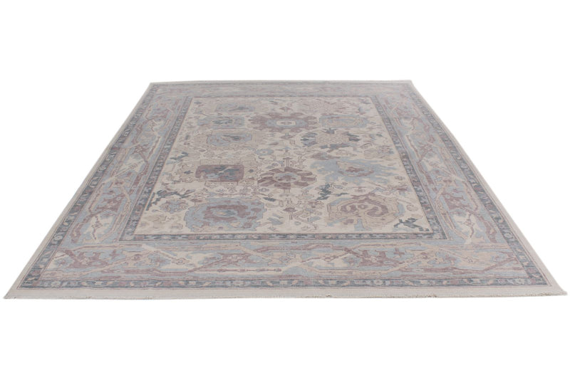 8x10 Ivory and Blue Turkish Traditional Rug