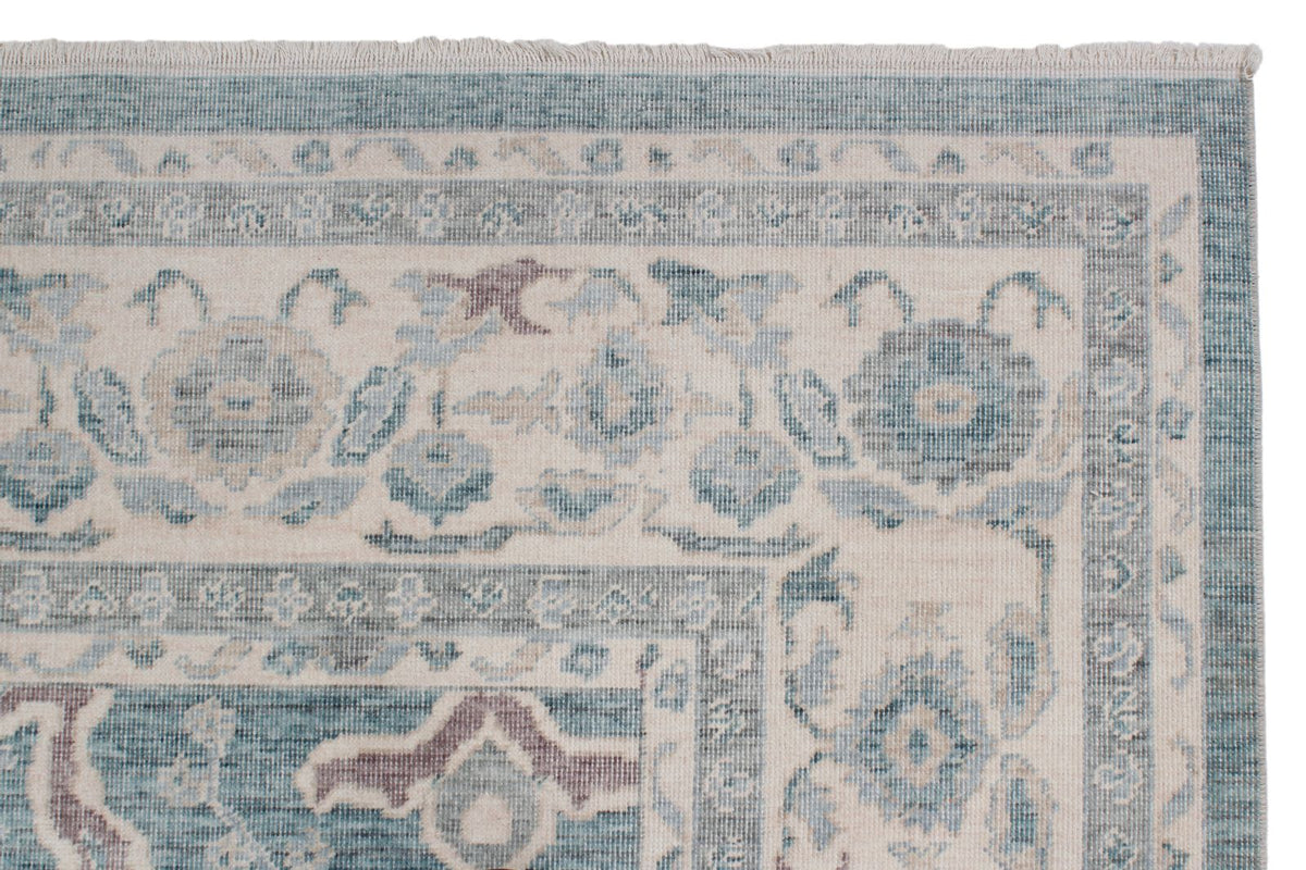 8x11 Blue and Ivory Turkish Traditional Rug