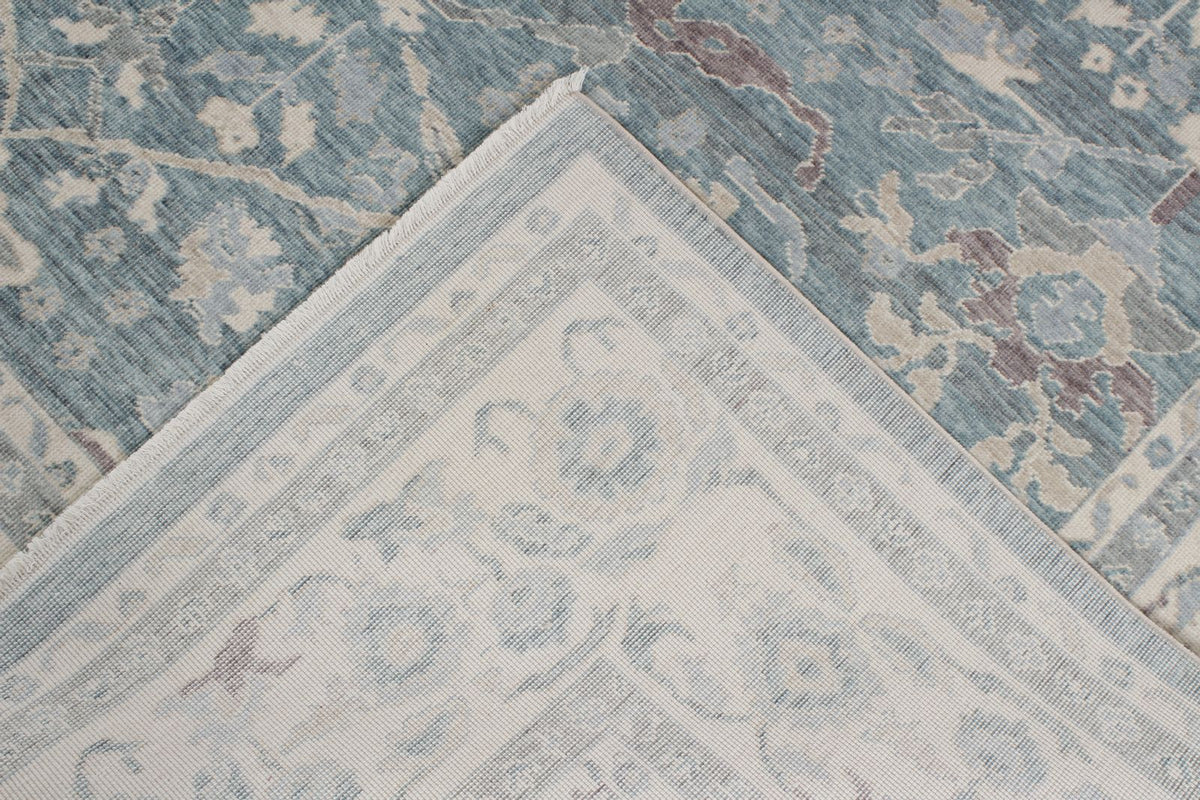 8x11 Blue and Ivory Turkish Traditional Rug