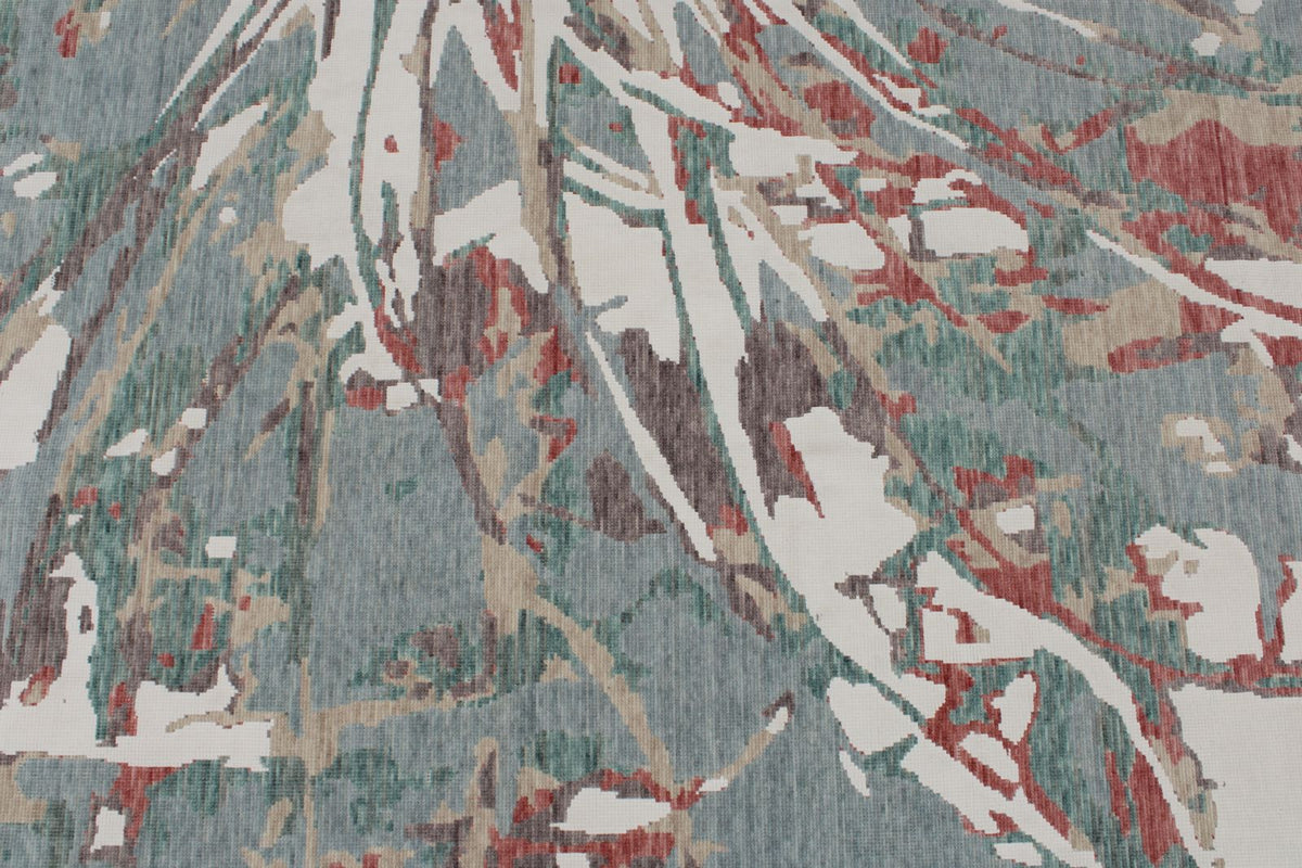 8x11 Blue and Multicolor Turkish Traditional Rug