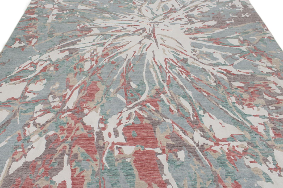 8x11 Blue and Multicolor Turkish Traditional Rug