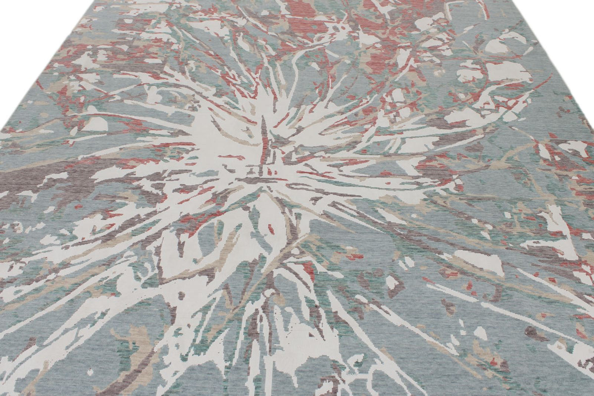8x11 Blue and Multicolor Turkish Traditional Rug