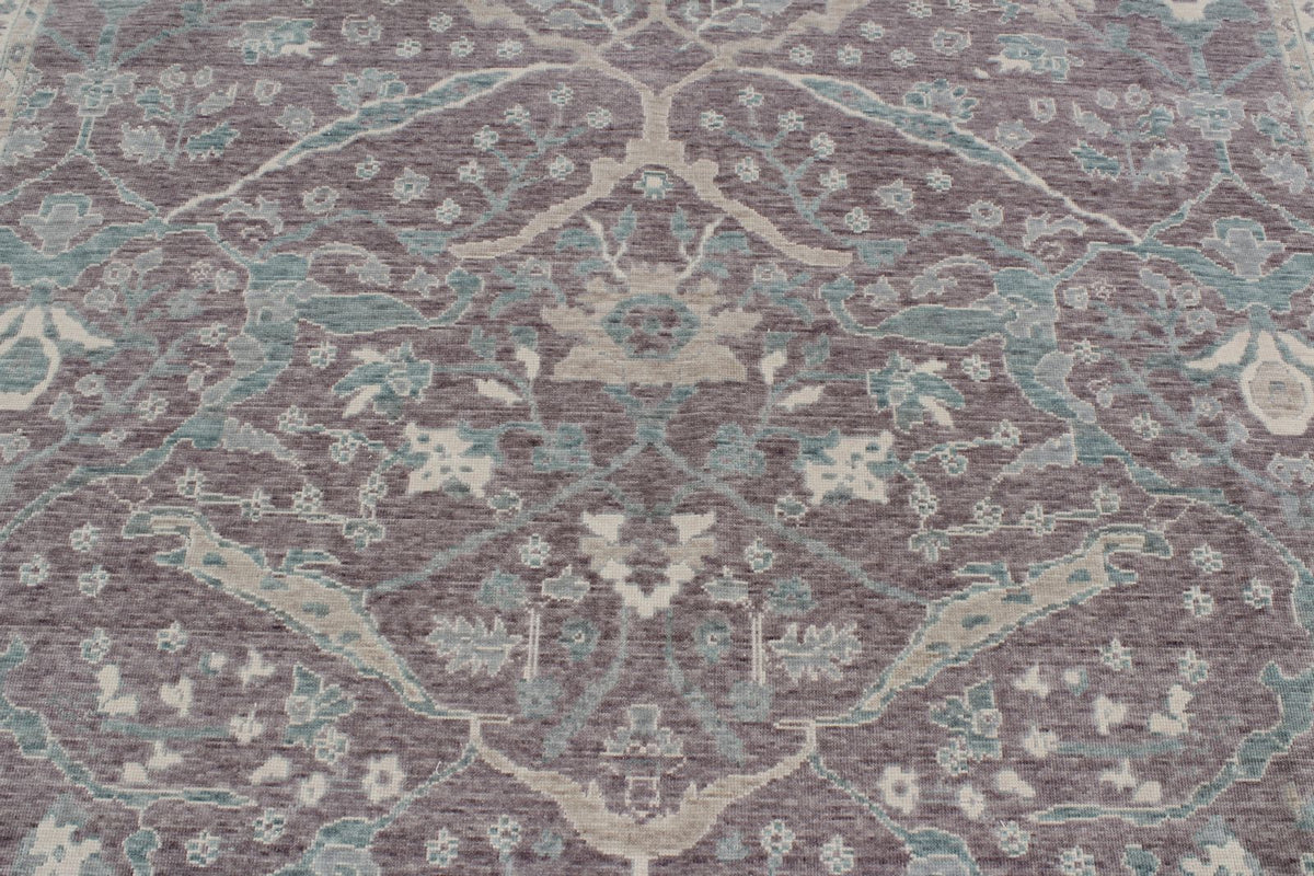 8x11 Purple and Blue Turkish Traditional Rug