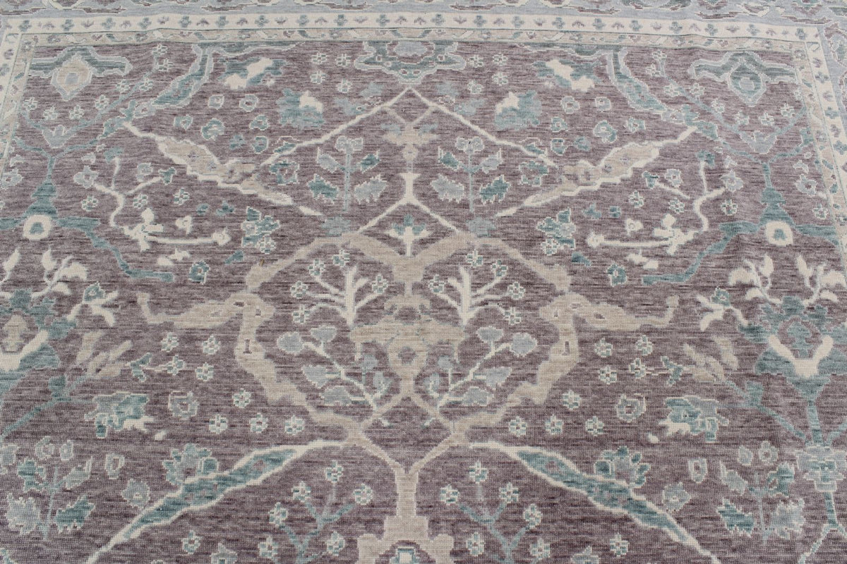 8x11 Purple and Blue Turkish Traditional Rug