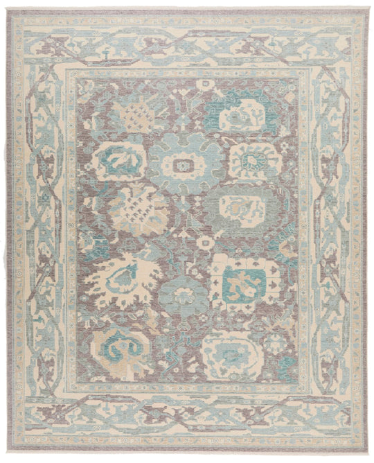 8x10 Purple and Ivory Turkish Traditional Rug