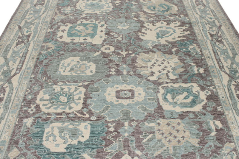 8x10 Purple and Ivory Turkish Traditional Rug