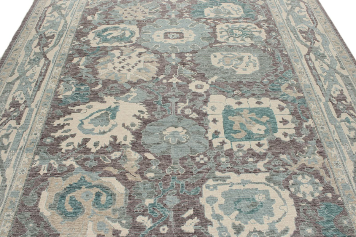 8x10 Purple and Ivory Turkish Traditional Rug