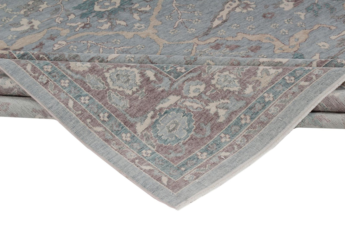 8x11 Blue and Purple Turkish Traditional Rug