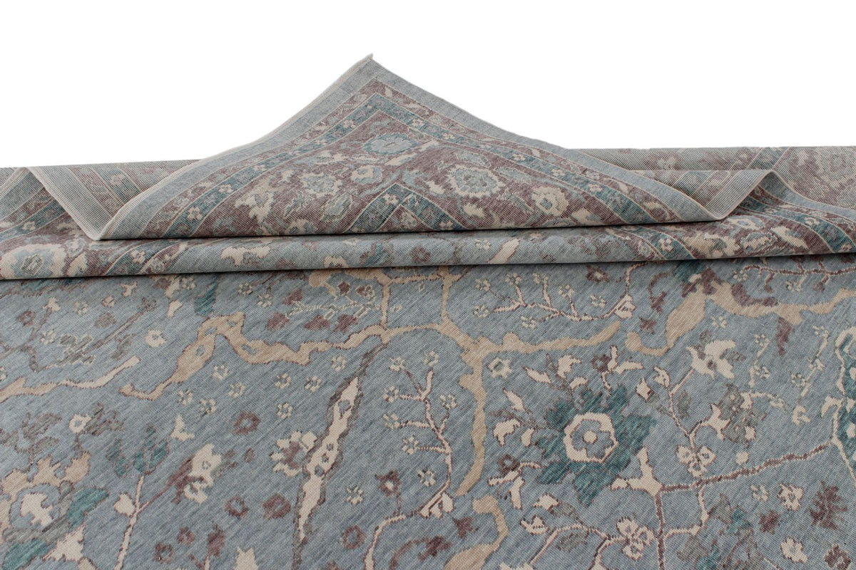 8x11 Blue and Purple Turkish Traditional Rug