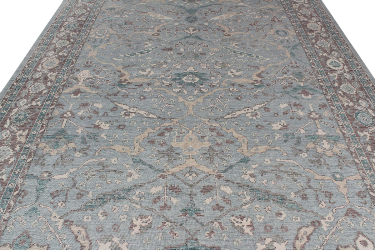 8x11 Blue and Purple Turkish Traditional Rug