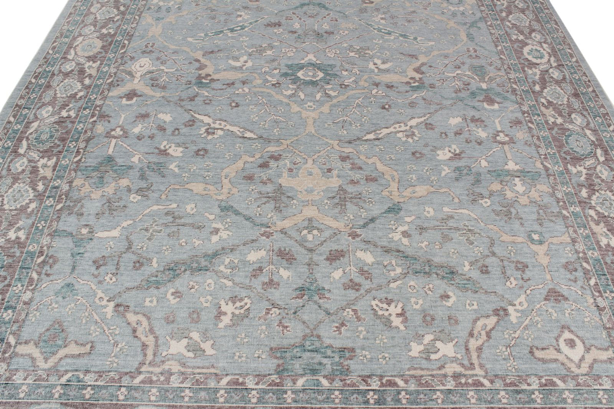 8x11 Blue and Purple Turkish Traditional Rug