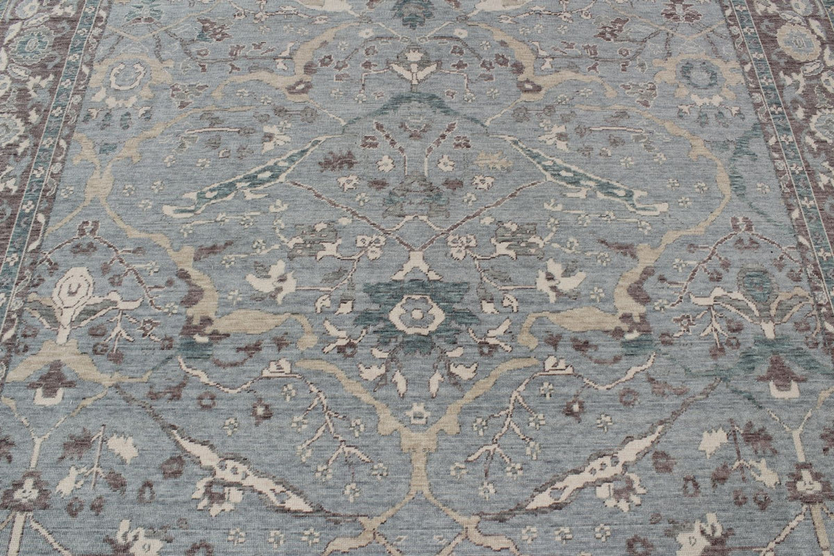 8x11 Blue and Purple Turkish Traditional Rug