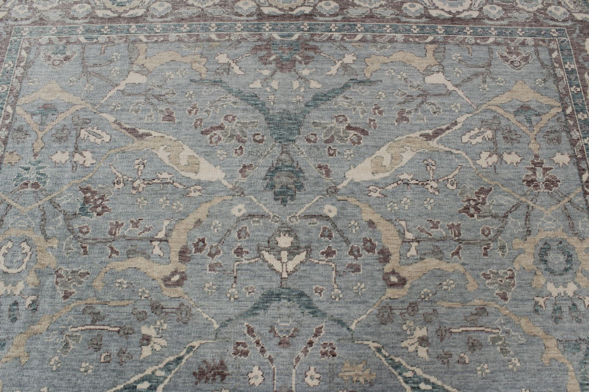 8x11 Blue and Purple Turkish Traditional Rug