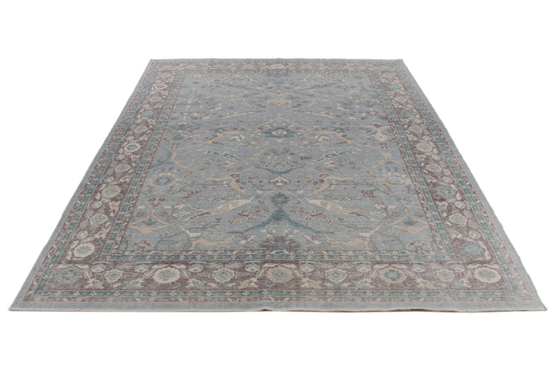 8x11 Blue and Purple Turkish Traditional Rug