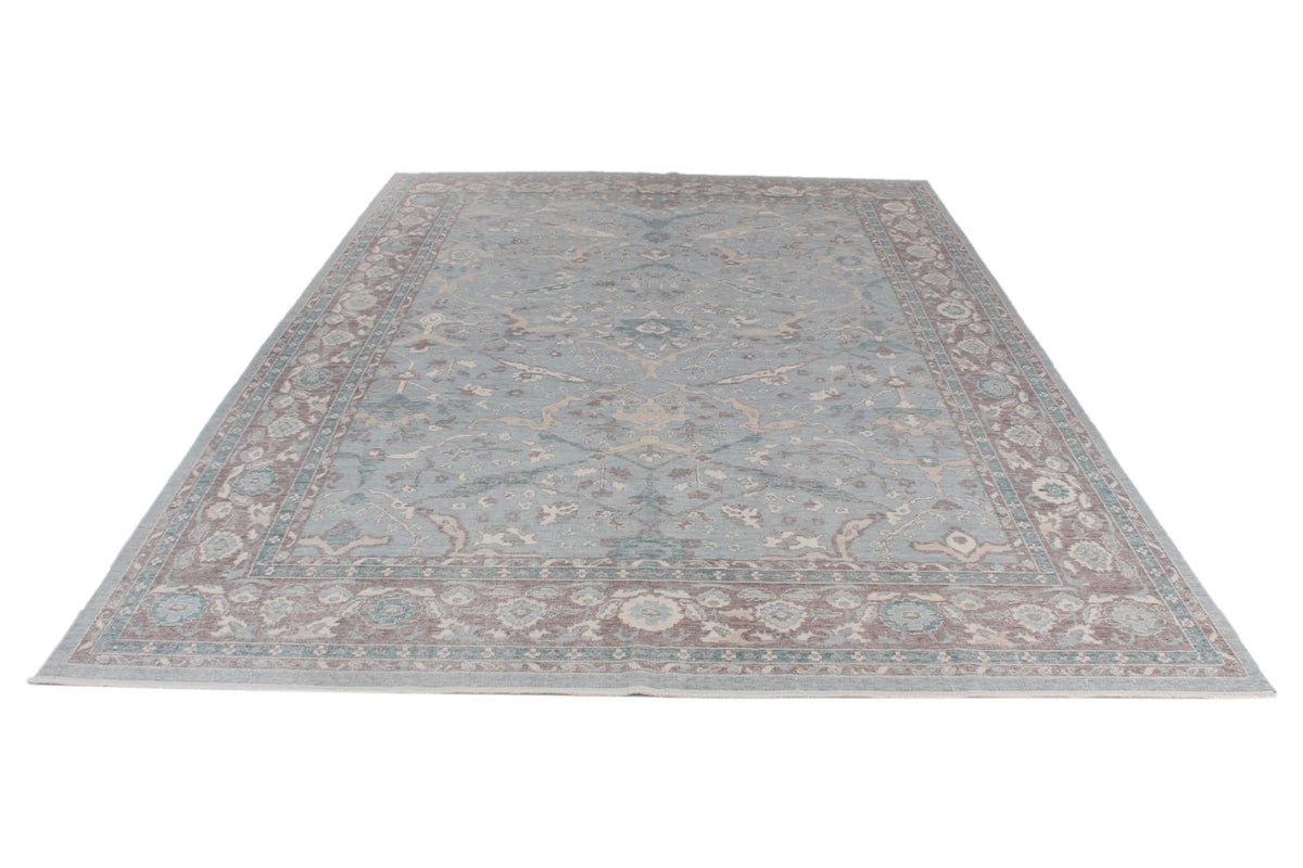 8x11 Blue and Purple Turkish Traditional Rug