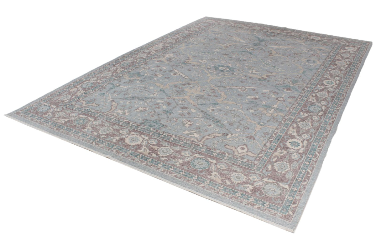 8x11 Blue and Purple Turkish Traditional Rug