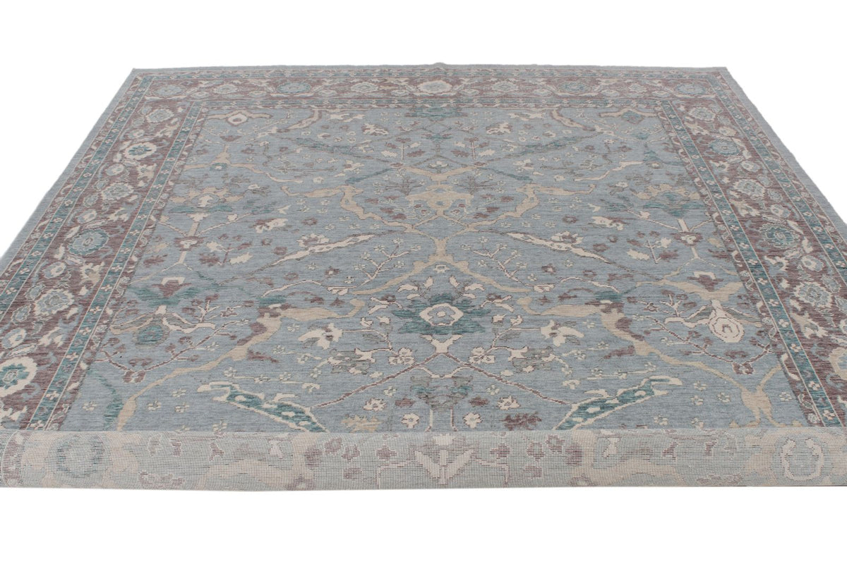 8x11 Blue and Purple Turkish Traditional Rug