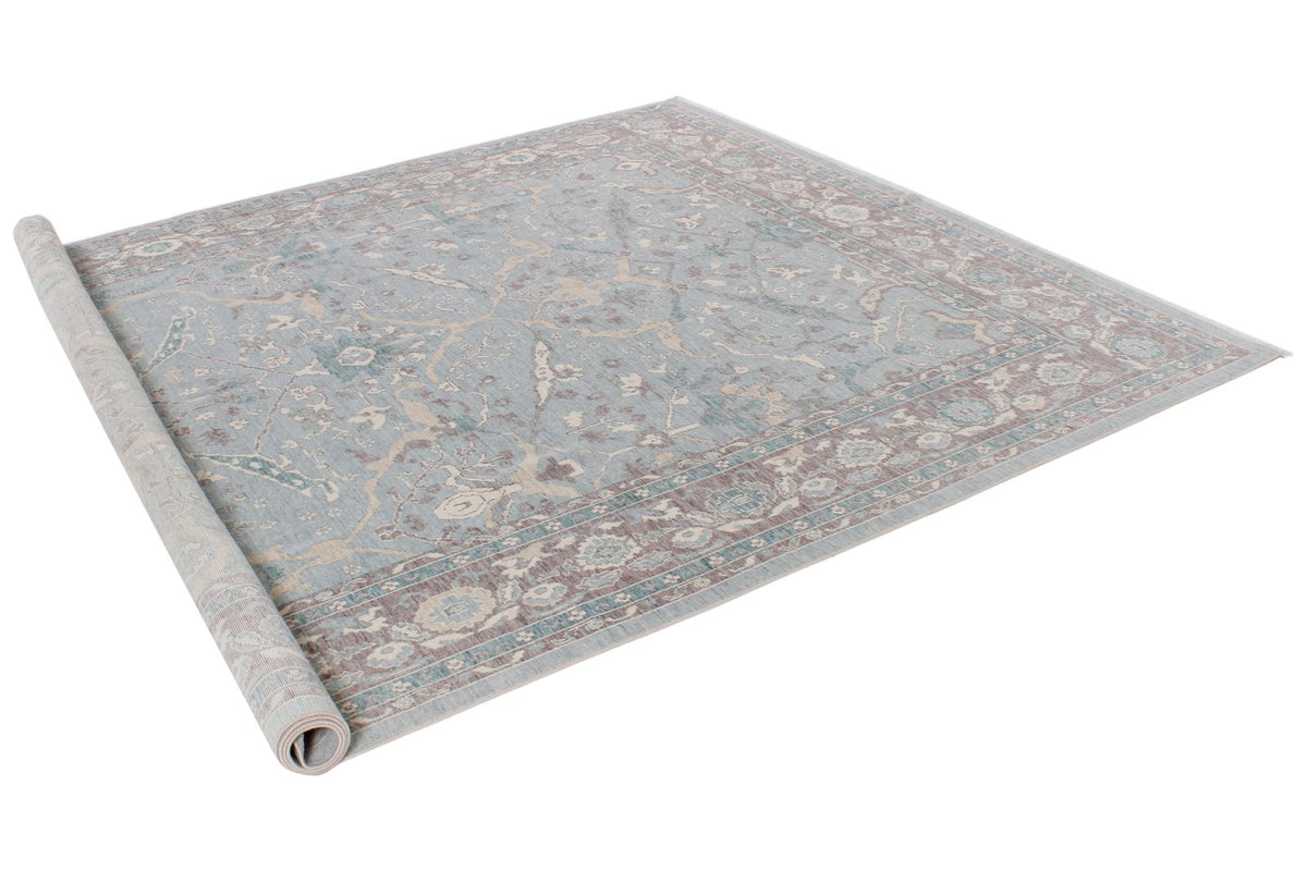 8x11 Blue and Purple Turkish Traditional Rug