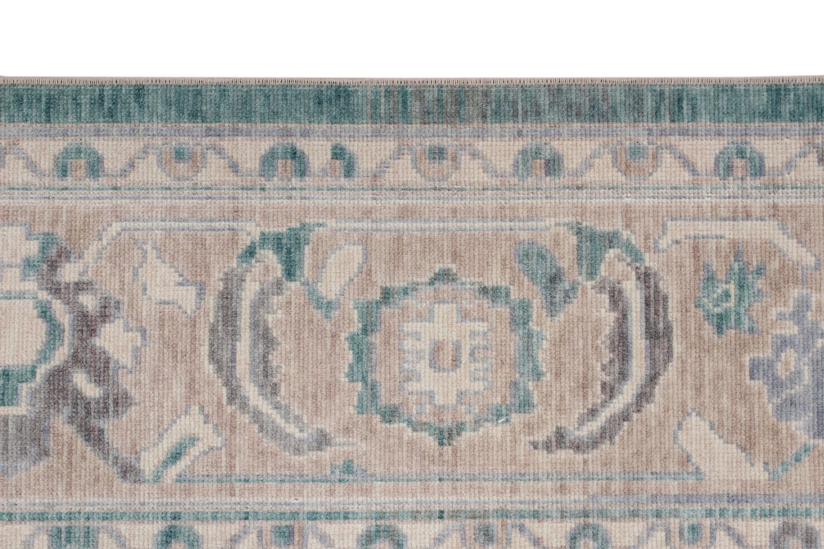 7x10 Light Green and Beige Turkish Traditional Rug