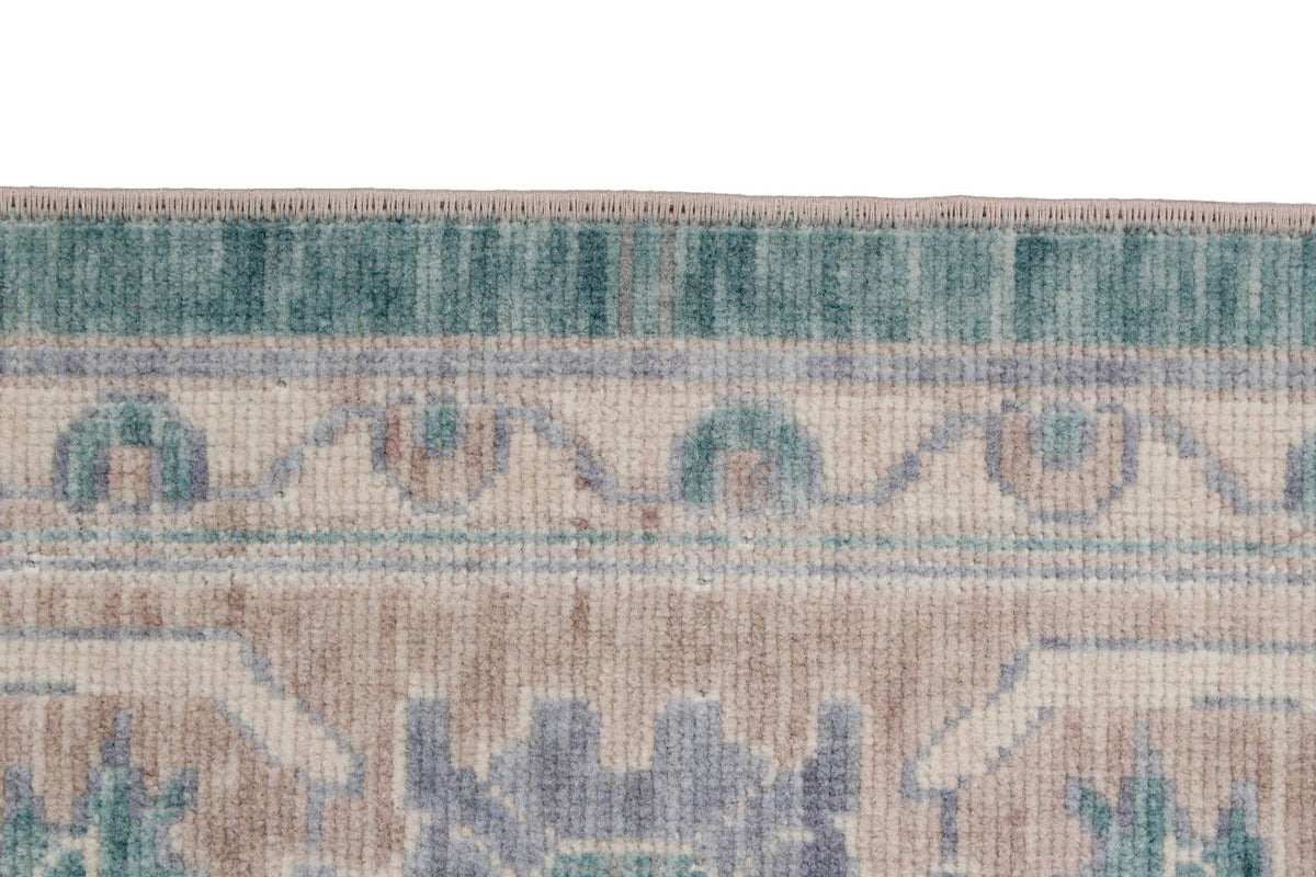 7x10 Light Green and Beige Turkish Traditional Rug