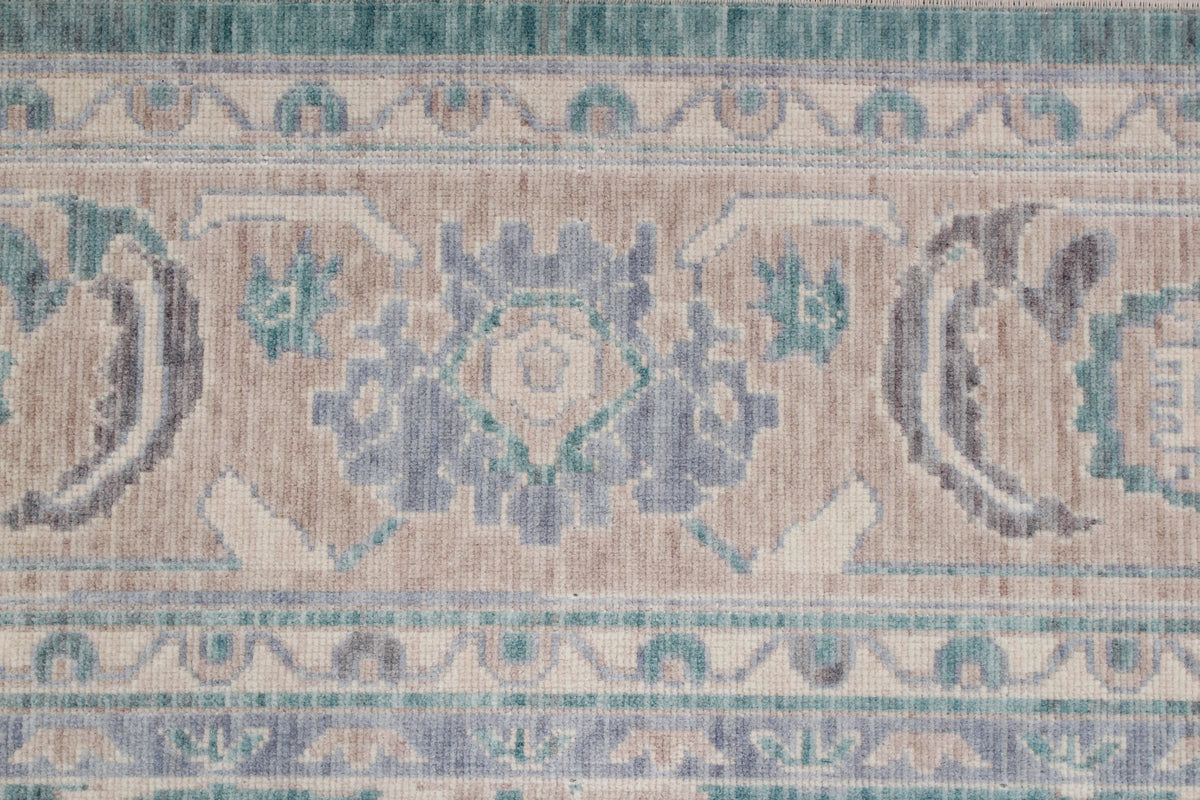 7x10 Light Green and Beige Turkish Traditional Rug
