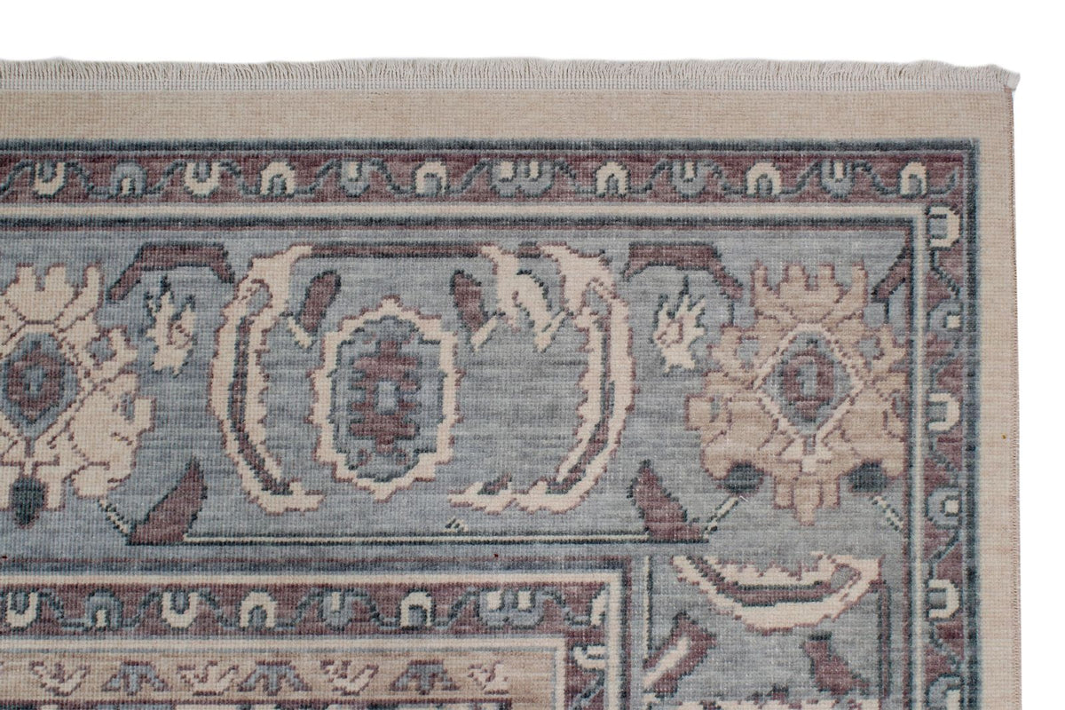 6x10 Ivory and Blue Turkish Traditional Rug