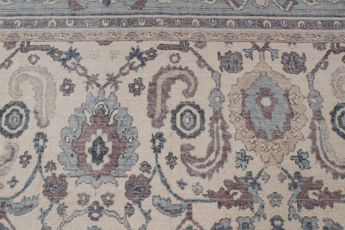 6x10 Ivory and Blue Turkish Traditional Rug