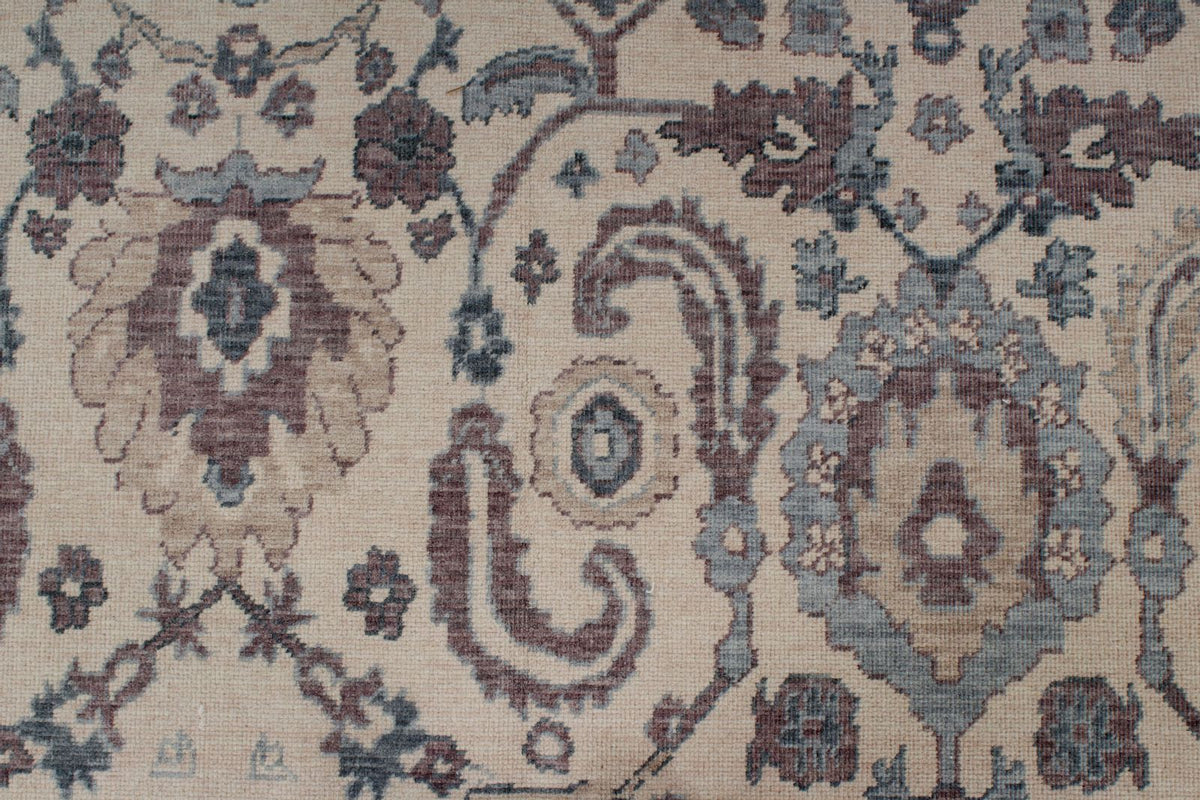 6x10 Ivory and Blue Turkish Traditional Rug