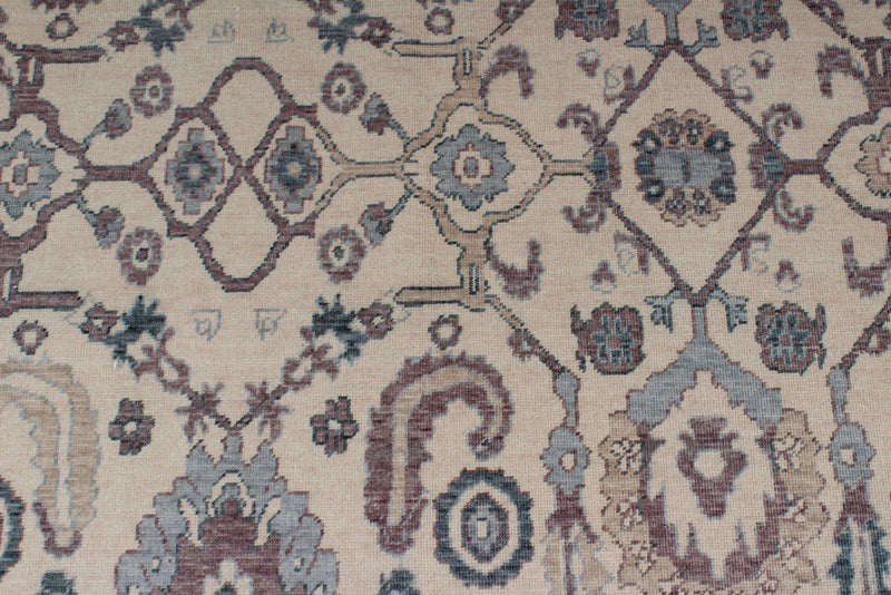 6x10 Ivory and Blue Turkish Traditional Rug