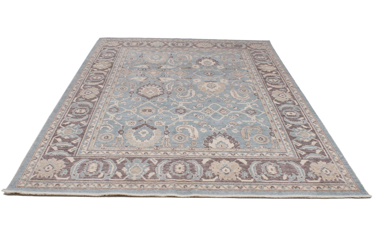 7x10 Blue and Purple Turkish Traditional Rug