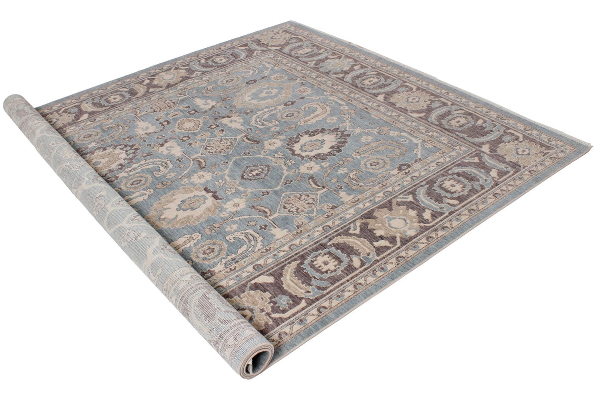 7x10 Blue and Purple Turkish Traditional Rug