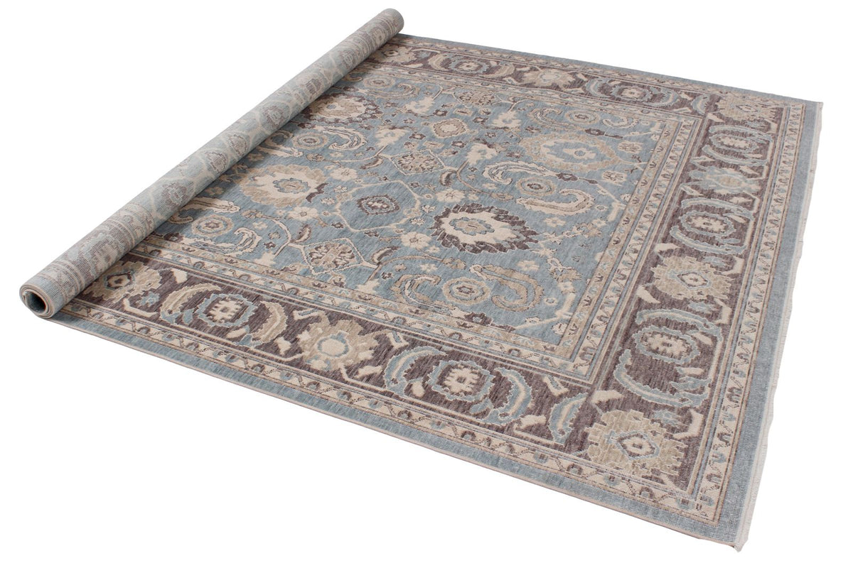 7x10 Blue and Purple Turkish Traditional Rug