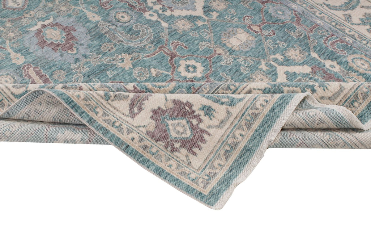 6x10 Green and Ivory Turkish Traditional Rug