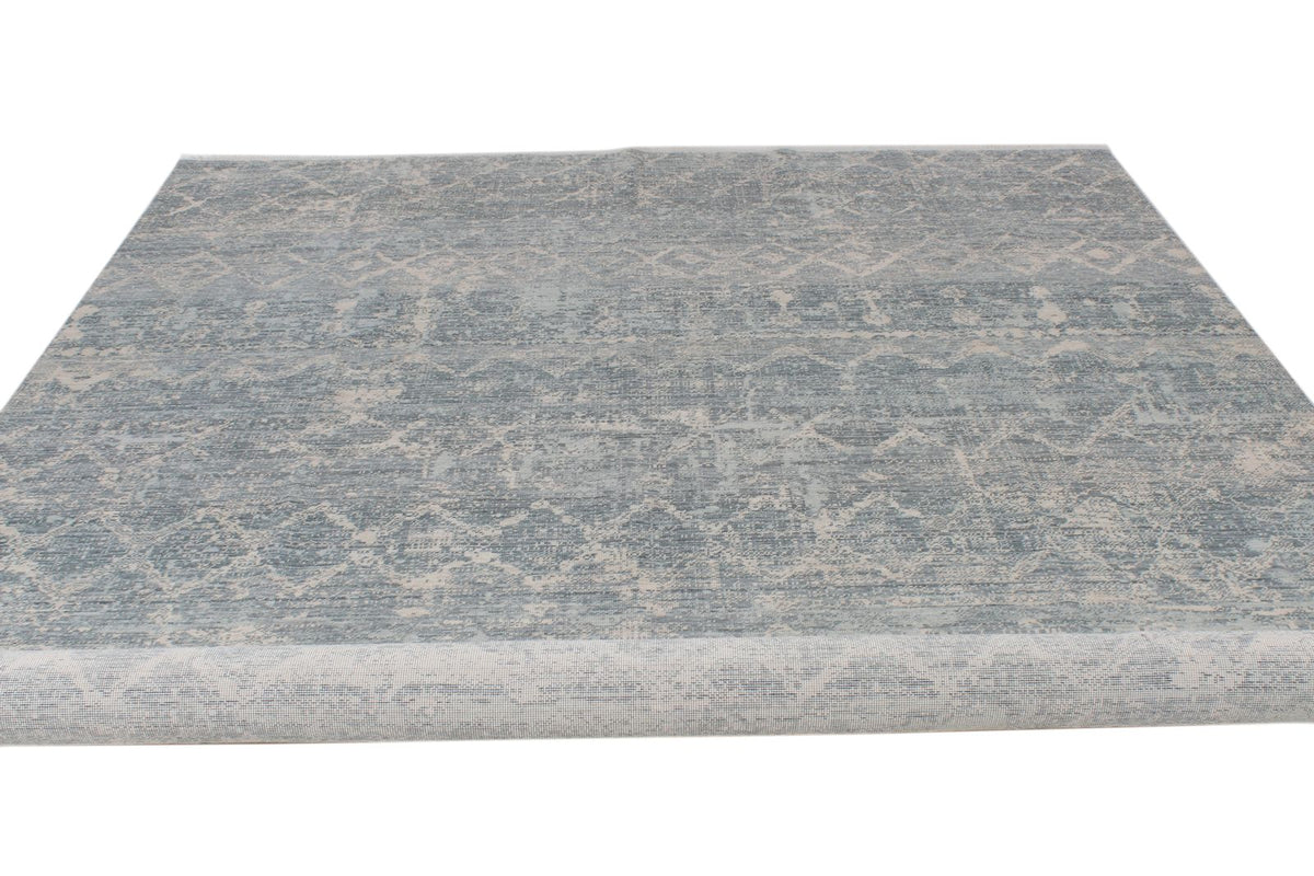 8x11 Blue and Ivory Turkish Traditional Rug