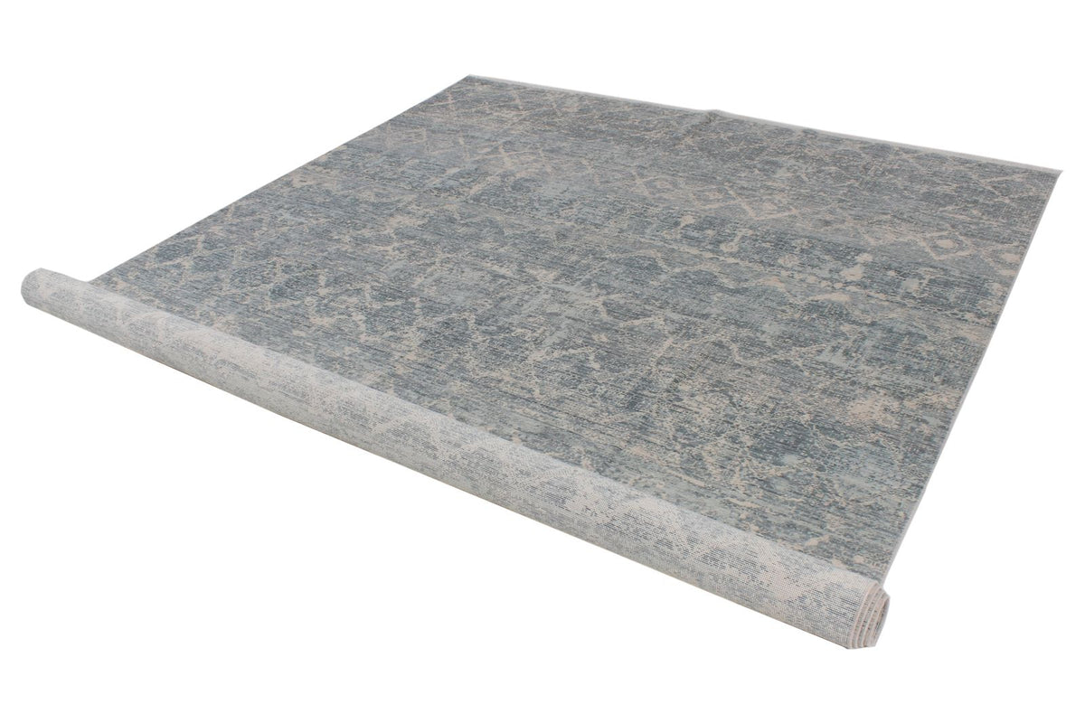 8x11 Blue and Ivory Turkish Traditional Rug