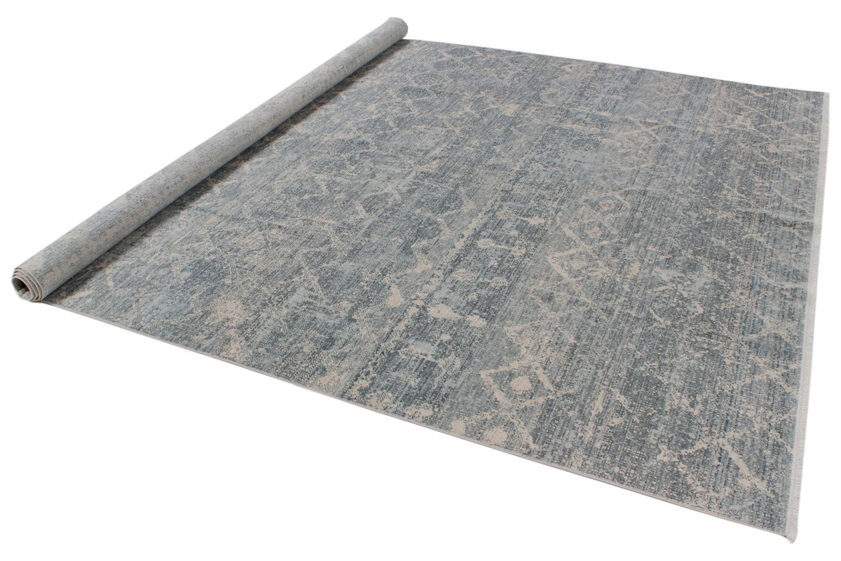 8x11 Blue and Ivory Turkish Traditional Rug