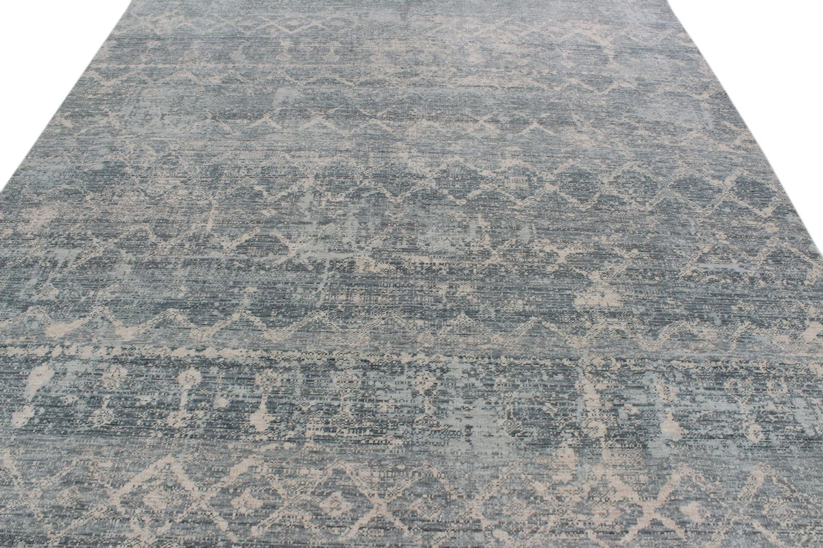 8x11 Blue and Ivory Turkish Traditional Rug