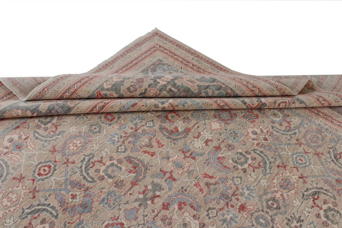 10x13 Beige and Gray Turkish Traditional Rug