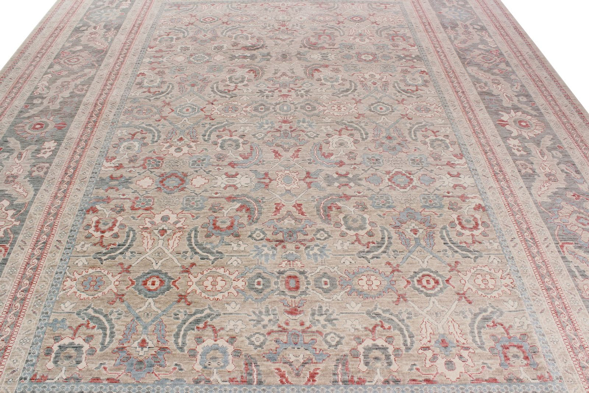 10x13 Beige and Gray Turkish Traditional Rug