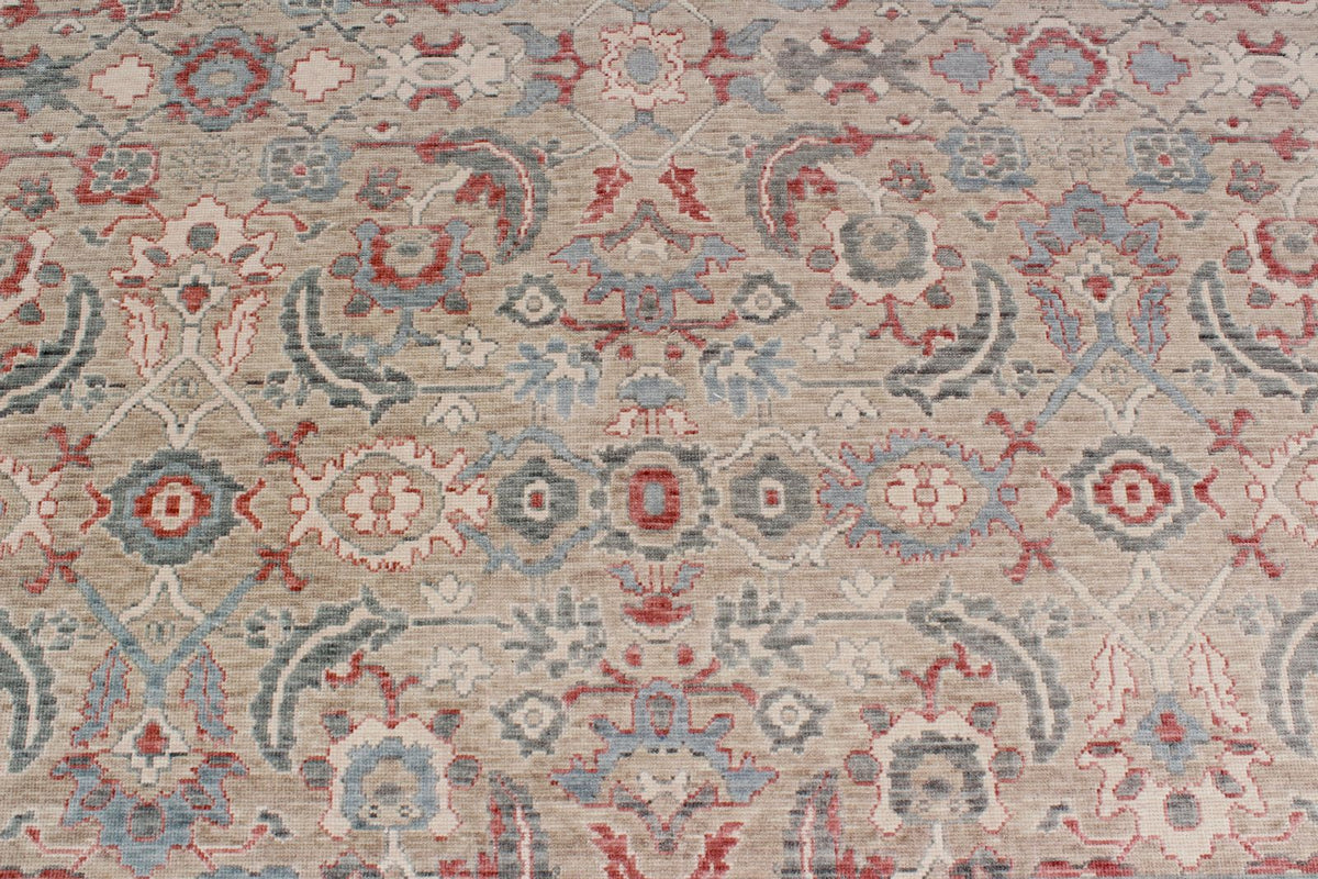 10x13 Beige and Gray Turkish Traditional Rug