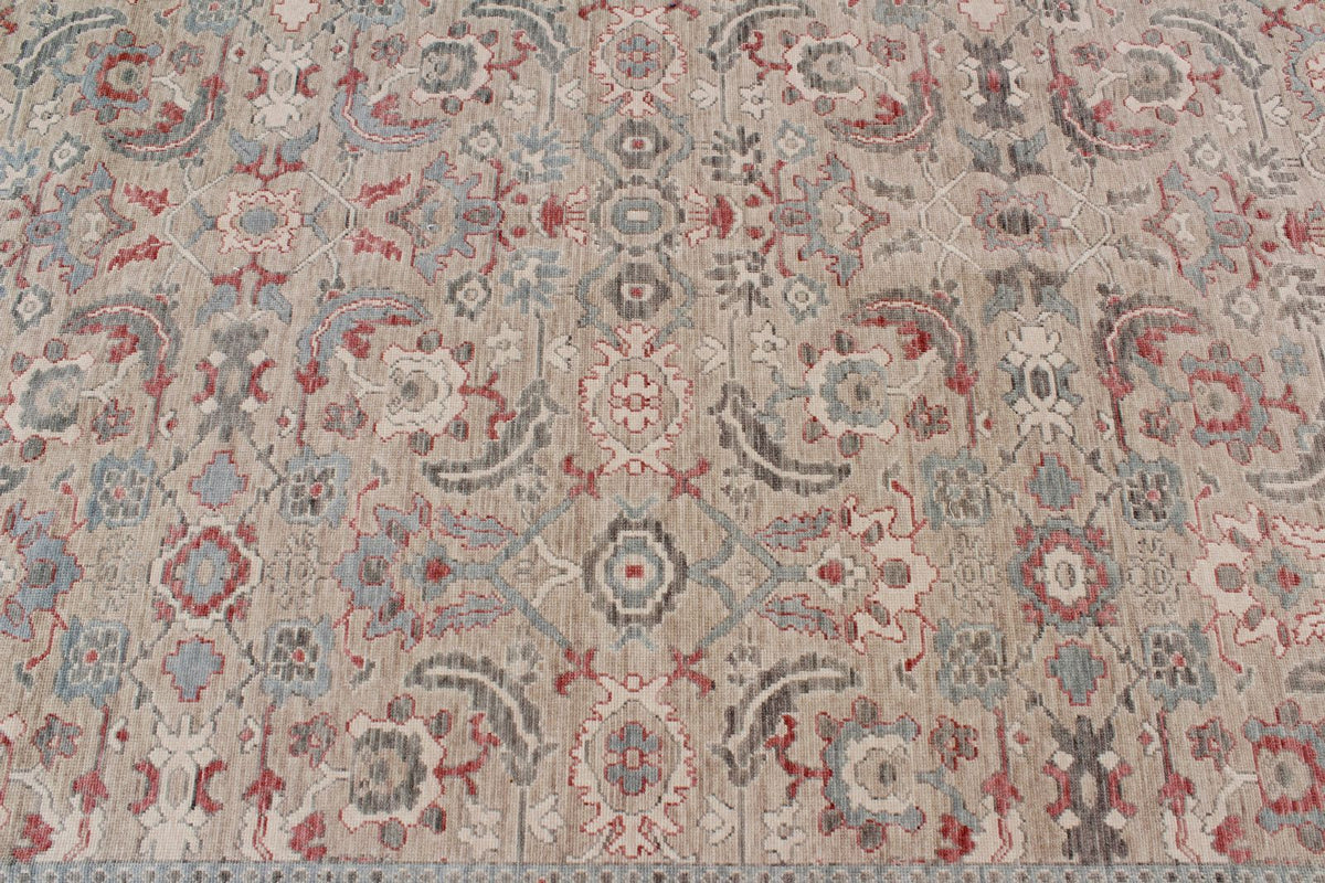 10x13 Beige and Gray Turkish Traditional Rug