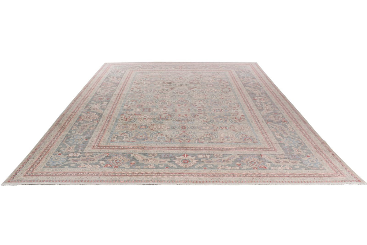 10x13 Beige and Gray Turkish Traditional Rug
