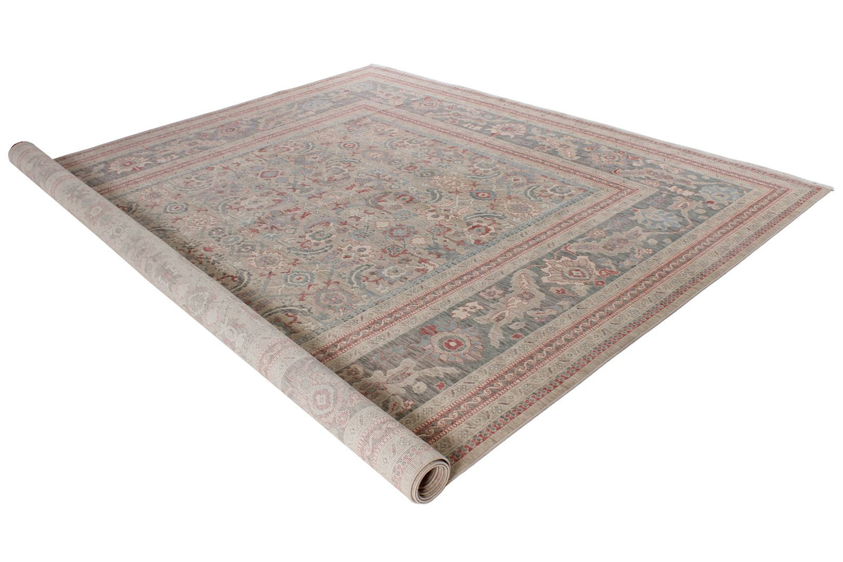 10x13 Beige and Gray Turkish Traditional Rug