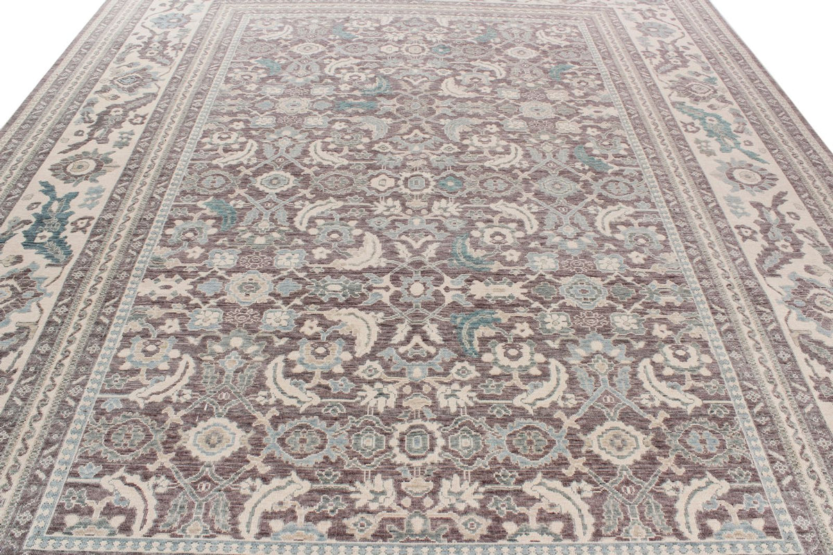 10x13 Purple and Ivory Turkish Traditional Rug