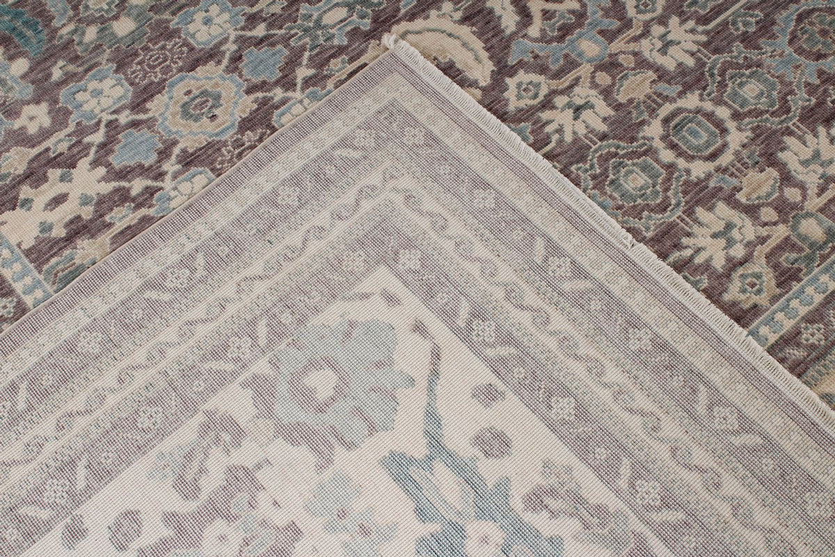 10x13 Purple and Ivory Turkish Traditional Rug