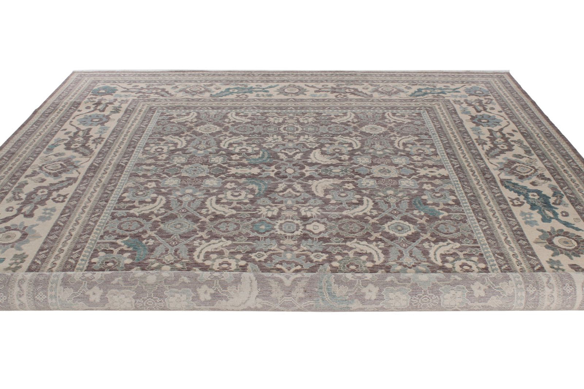 10x13 Purple and Ivory Turkish Traditional Rug