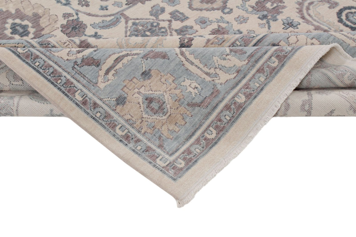 6x10 Ivory and Blue Turkish Traditional Rug