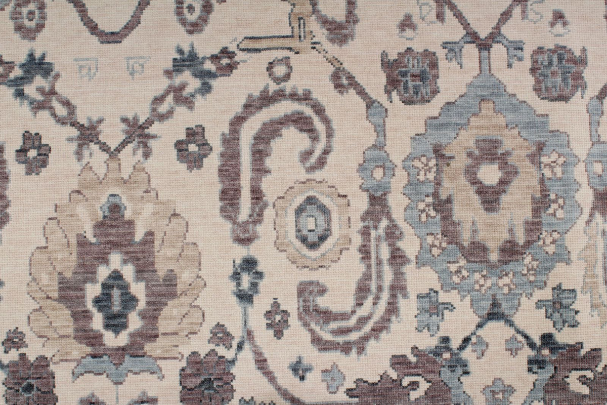 6x10 Ivory and Blue Turkish Traditional Rug